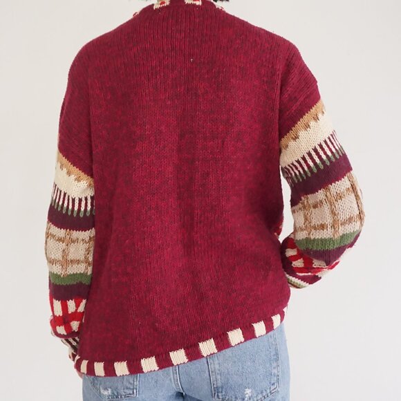 Vintage Casual Corner Annex Pumpkin Apple Patchwork Harvest Sweater Grandma S - Picture 2 of 11